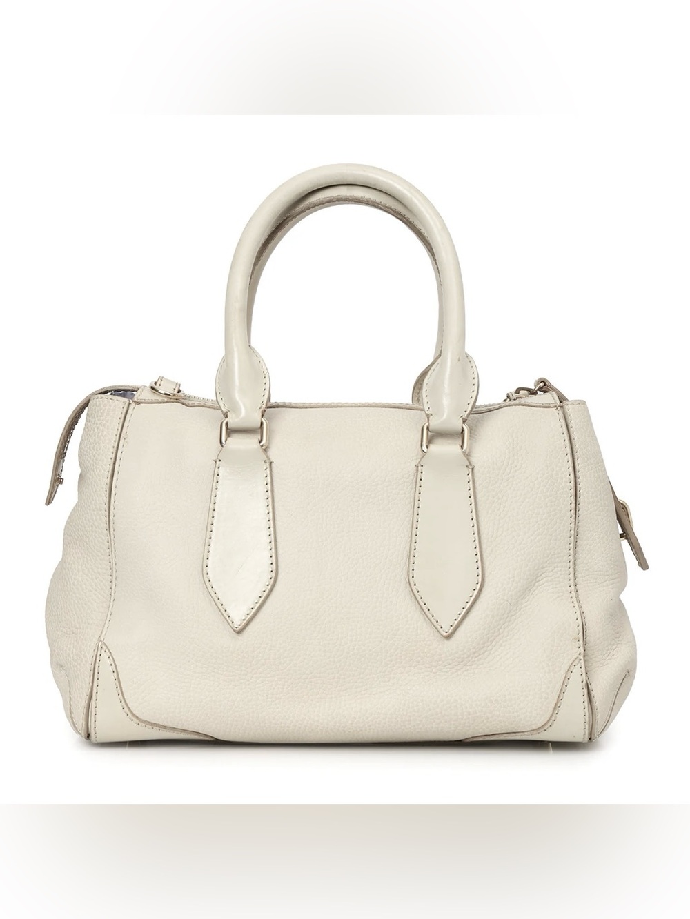 Burberry Pebbled Leather Satchel in Off-White - Picture 5 of 17